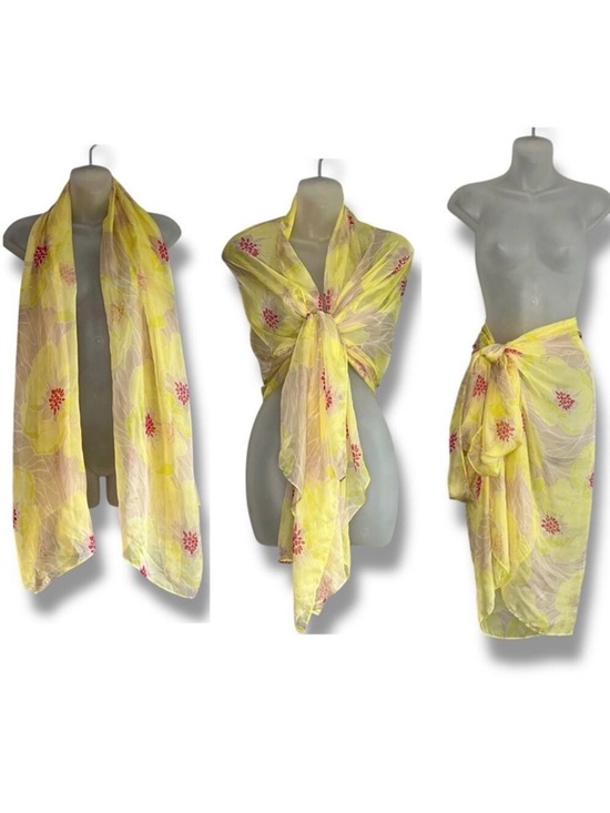 Other Other - Sheer floral oversized wrap sarong scarf 41” x 70”